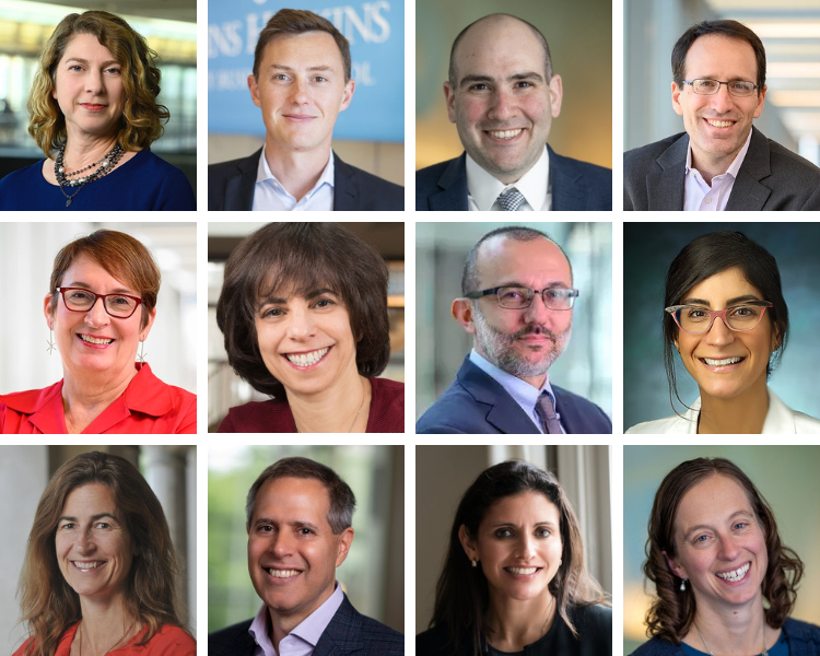 Top row, from left: Melinda Buntin, Michael Darden, Matthew Eisenberg, and Itay Fainmesser. Middle row: Toby Gordon, Joanne Kenen, Mario Macis, and Leila Mady. Bottom row: Kathy McDonald, Daniel Polsky, Laura Sigman, and Elizabeth Stuart.